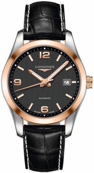 Longines Conquest Classic Black Dial & Solid Rose Gold Men's Watch L2.785.5.56.3